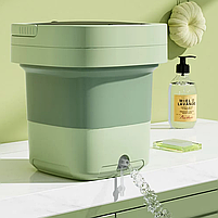 Маленька складна пральна машина 8л, центрифуга для шкарпеток та спідньої білизни Зелена, фото 6