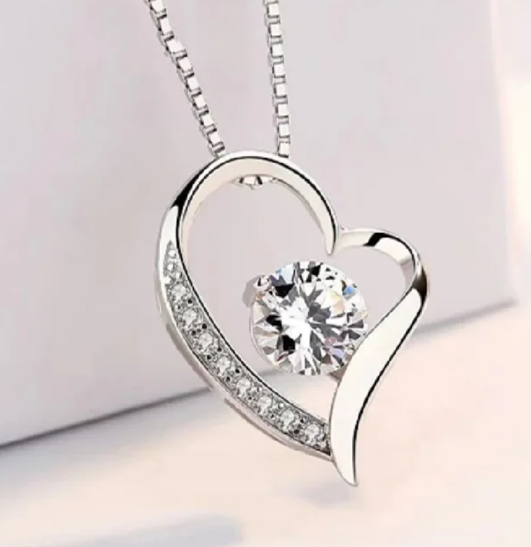 Кулон серце Love з ланцюжком під срібло, фото 1