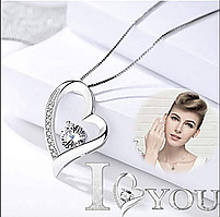 Кулон серце Love з ланцюжком під срібло, фото 2