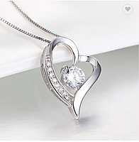 Кулон серце Love з ланцюжком під срібло, фото 3