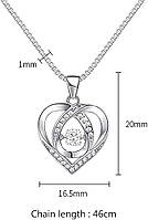 Намисто з красивим кулоном у вигляді серця, намисто з нержавіючої сталі, подарунок для коханої, намисто зі стразами з кристалом,, фото 2