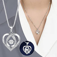 Намисто з красивим кулоном у вигляді серця, намисто з нержавіючої сталі, подарунок для коханої, намисто зі стразами з кристалом,, фото 3