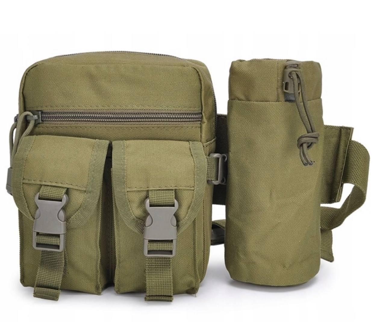 Сумка на пояс олива з відділом під пляшку, фото 1