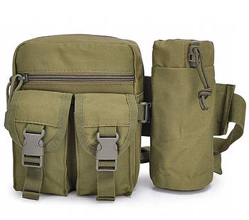 Сумка на пояс олива з відділом під пляшку