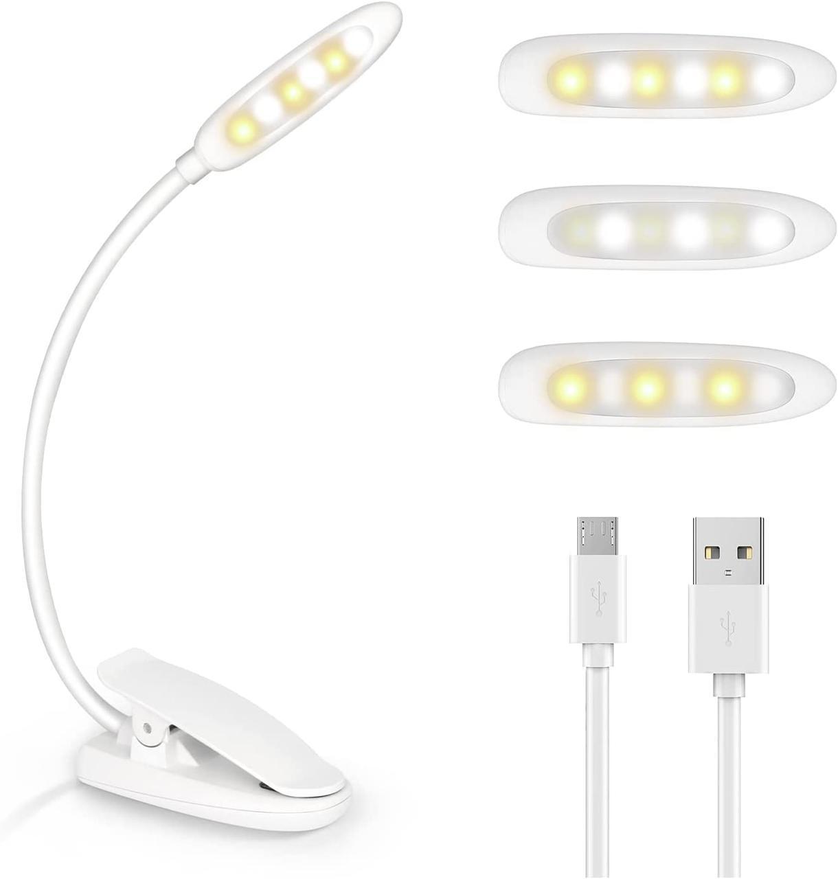 Лампа для читання, що перезаряджається USB-лампа для читання Книжний світильник із 6 світлодіодами та 3 режимами лампи, фото 1