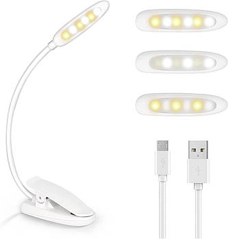 Лампа для читання, що перезаряджається USB-лампа для читання Книжний світильник із 6 світлодіодами та 3 режимами лампи
