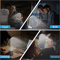 Лампа для читання, що перезаряджається USB-лампа для читання Книжний світильник із 6 світлодіодами та 3 режимами лампи, фото 4