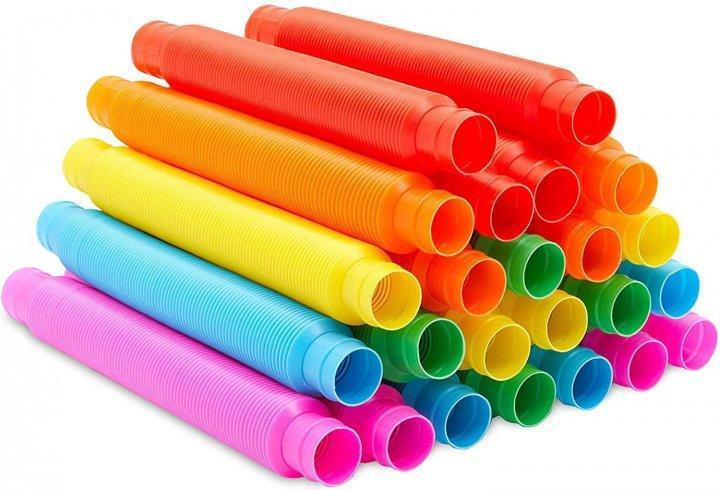 Розвивальна дитяча іграшка гофровані трубки-антистрес поп туб розтяжна 20-75 см Pop Tube 1 ШТ, фото 1