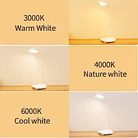 Настільна Led лампа, 2 батареї 3200 мАч, бездротова настільна лампа аккумуляторна, фото 2