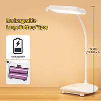 Настільна Led лампа, 2 батареї 3200 мАч, бездротова настільна лампа аккумуляторна, фото 3