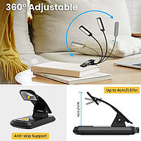 Гнучка лампа для читання з 9 світлодіодами 3 режими освітлення, на аккумуляторі, фото 3