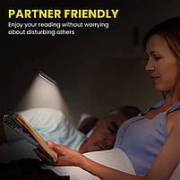 Гнучка лампа для читання з 9 світлодіодами 3 режими освітлення, на аккумуляторі, фото 6