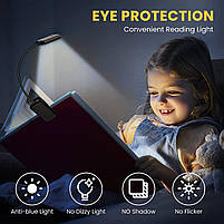 Гнучка лампа для читання з 9 світлодіодами 3 режими освітлення, на аккумуляторі, фото 7