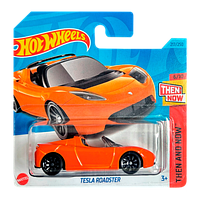 Машинка Базовая Hot Wheels Tesla Roadster Then and Now 1:64 HKJ44 Orange