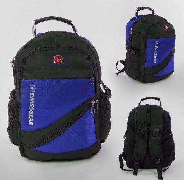 Міський ергономічний рюкзак 8810 з USB та AUX на 33л + дощовик, синій