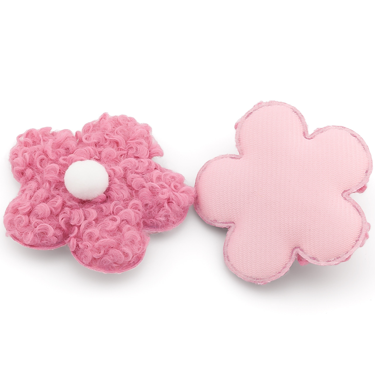 Аплікація пришивна нашивка Квіточка плюшева 7,5х1,5 см 2 шт. Рожевий, фото 1