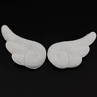 Аппликация пришивная, нашивка Крыло ангела, размер 3,6х6,3см, цвет Белый, 2шт.