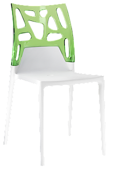 Стілець Papatya Ego-Rock біле сидіння, верх прозоро-зелений