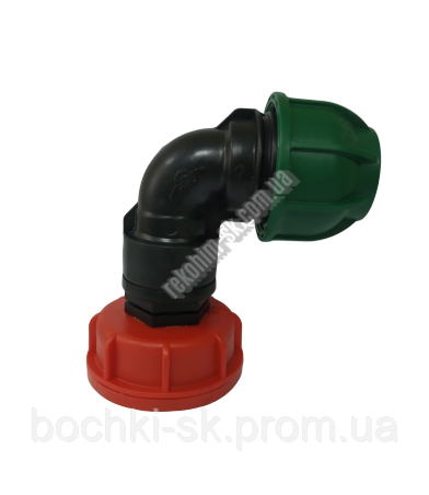 Перехідник DN50 на трубу 40 (кутовий) дрібна різь 58 мм, фото 1