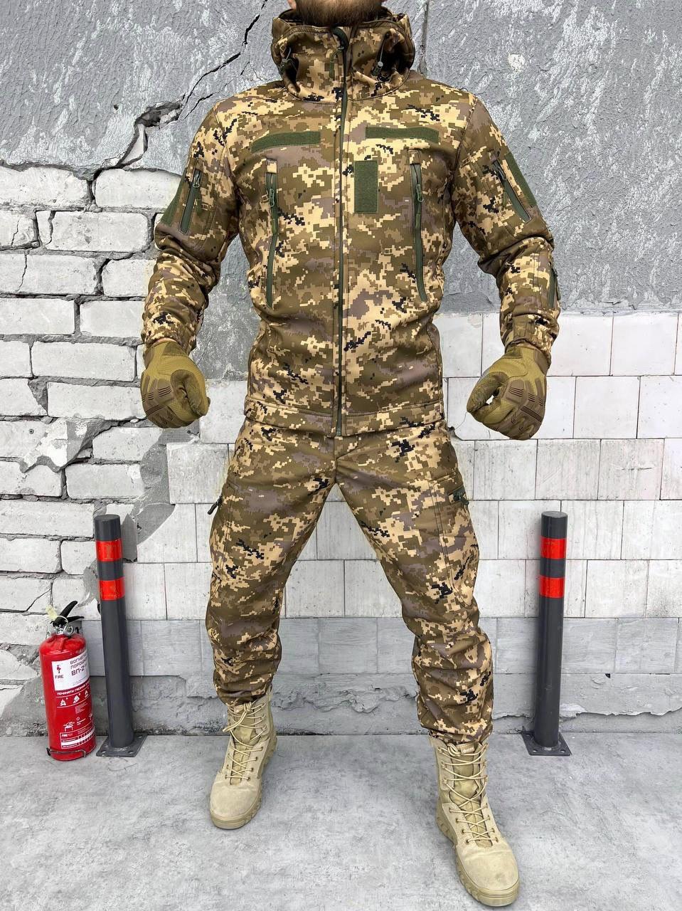 Военный тактический костюм Aura, армейская камуфляжная форма Пиксель, Форменная одежда зимняя Софтшел - фото 9 - id-p2038397427