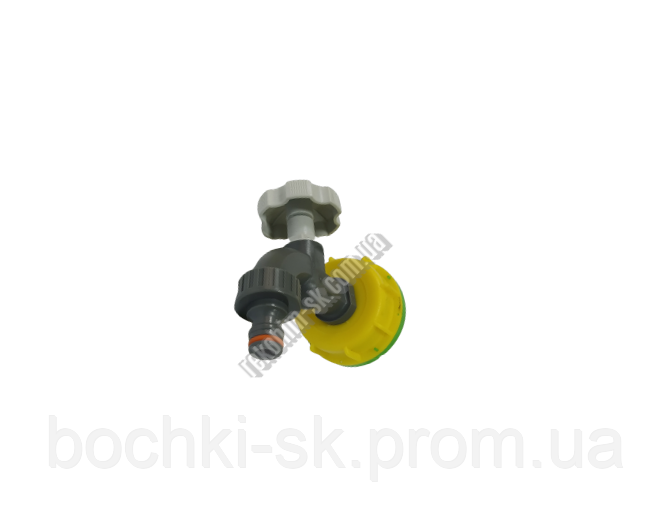 Кран з перехідником DN50 на штуцер 1 дюйм (дрібна різь) 58 мм - фото 1 - id-p2038098880