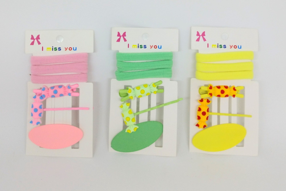 Набір аксесуарів для волосся 6шт/наб (3 резинки, 3 шпильки) (1200наб), фото 1