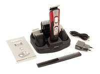 Аккумуляторная машинка для стрижки Gm-592, 10 в 1 (набор для стрижки волос и бороды), красная