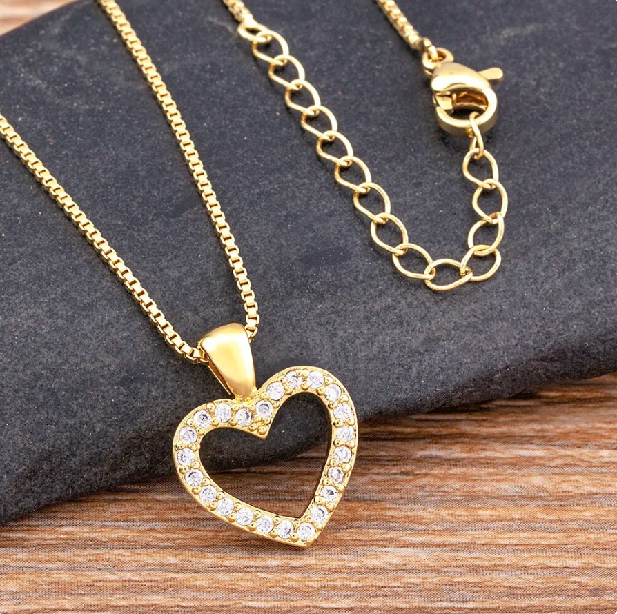 Кулон з цепочкою у формі серця, біжутерія для жінок, жіночі намиста, біжутерія для жінок, фото 1