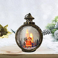 Новогодний декоративный фонарь круглый Дед Мороз Чорний