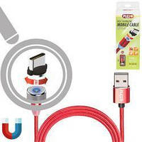 Кабель магнитный PULSO USB - Type C 2,4А, 1м красный (только зарядка) - Топ Продаж!