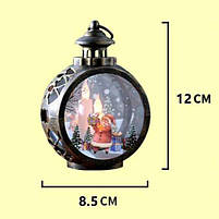 Новорічний декоративний ліхтар круглий Дід Мороз Білий, фото 2