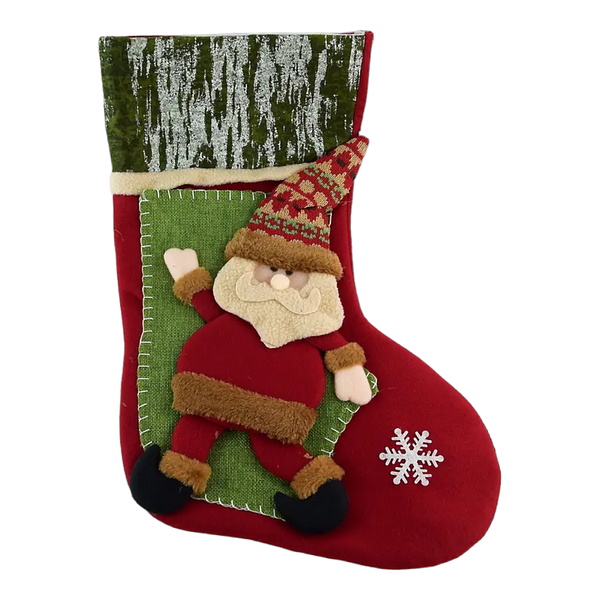 Шкарпетка новорічна для подарунків Санта зі сніжинкою 47*30см