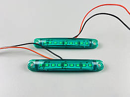 Ліхтар LED габаритний світлодіодний 24V IP67 9 led діодів SMD зелений , оптична лінза + кріплення для авто