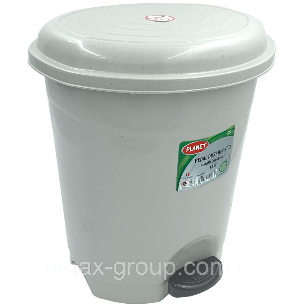Відро для сміття з педаллю Planet №3 12 л сірий, фото 1