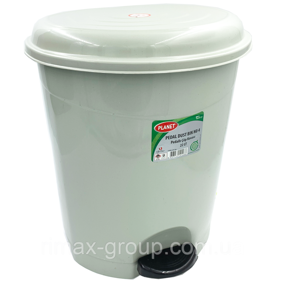 Відро для сміття з педаллю Planet №4 22 л сіре, фото 1