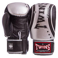 Перчатки боксерские кожаные TWINS FBGVL3-TW4 10 унций Черный-серебряный