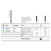 Алмазные боры 837XL.FG, Dendia