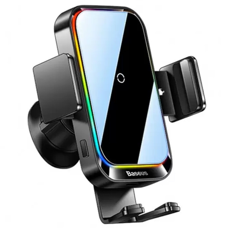 Автотримач з БЗП Baseus Halo Electric Wireless Charging Car Mount 15W (SUDD000001) Black