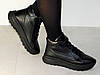 Кросівки зимові шкіряні жіночі високі чорні, фото 3
