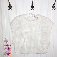 Ажурна безрукавка з мохера молочного кольору ручна робота