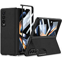 Шкіряний чохол GKK 360 + Glass з підставкою для Samsung Galaxy Z Fold4 Загартоване скло, Black