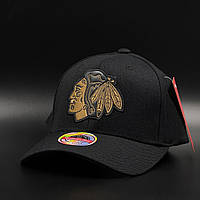 Оригинальная черная кепка Mitchell и Ness Chicago Blackhawks TKO Leather Logo NHL