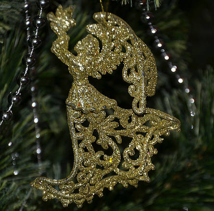 Новорічна прикраса Ангел об'ємне золото 0319, фото 2