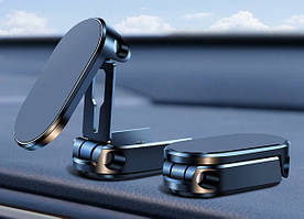 Магнітний тримач для телефона в машину 360o C91 потужний магніт, металевий корпус Чорний