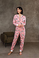 Пижама для дома женская с вырезом на попе розовые панды, пижама с открывающейся попой, попожама