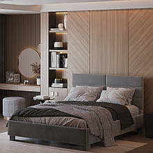 Двоспальне ліжко з м'якою спинкою Еліт Сірий 1080х1640х2048 мм