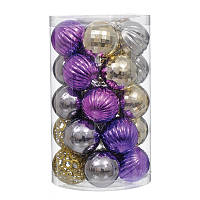 Набор пластиковых шариков 25 штук Новогодние игрушки для украшения вашего новогоднего дерева 6 см