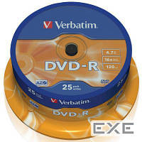 Диск VERBATIM DVD-R 4,7Gb 16x Cake 25 pcs (43522)