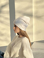 Шапка зимова панчоха з ангори D.Hats універсальна колір молочний