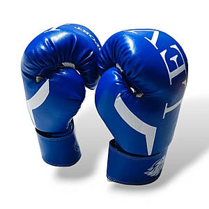 Боксерські рукавички LEV SPORT 10 oz шкірзам, манжета 8 см сині